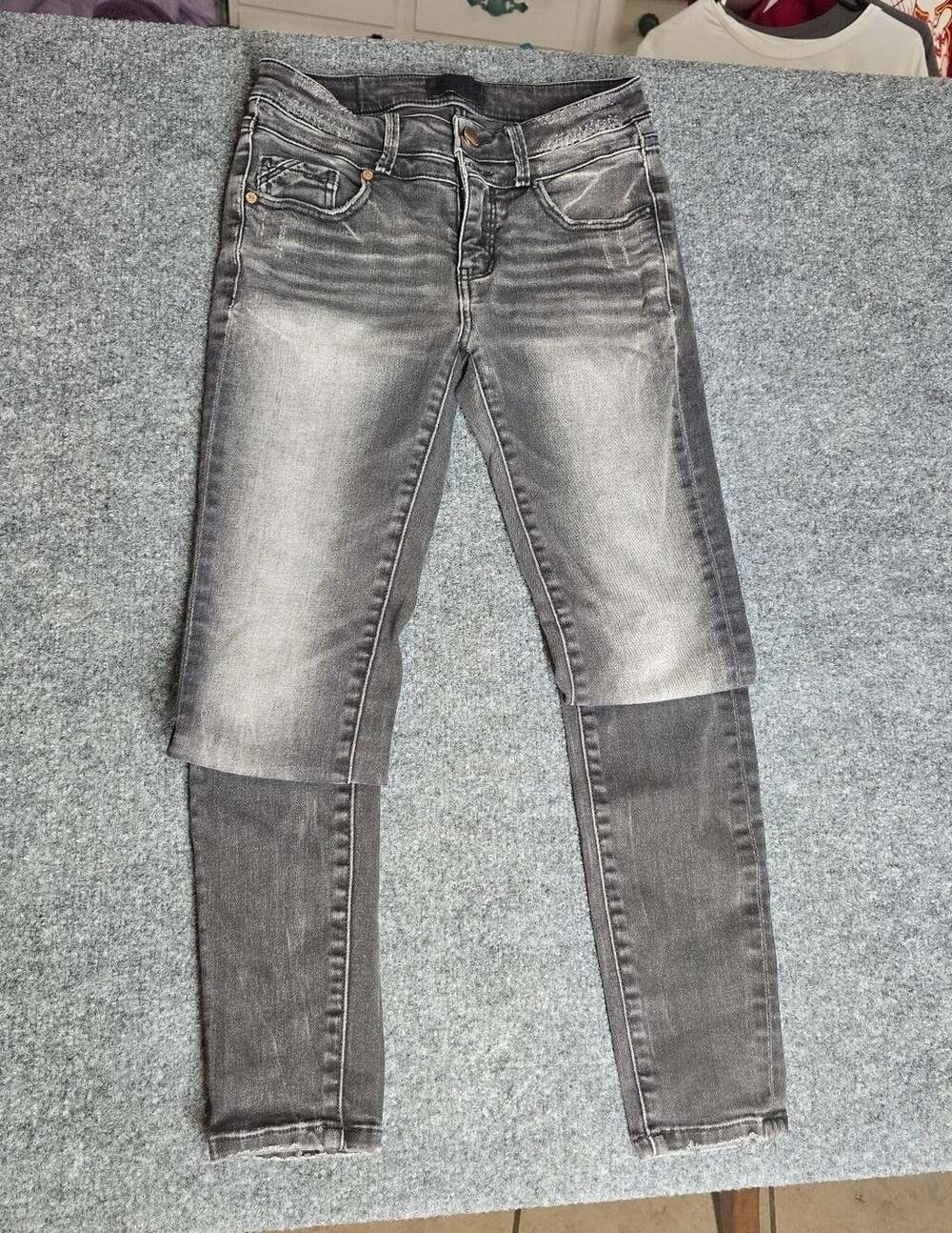 Buckle Black Skinny Fit No. 53 Jeans Size 25x32 Gray Distressed Stretch